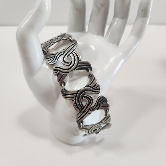 Vintage Mid Century Taxco Mexico Sterling Open Work Link Bracelet - Picture 1 of 7